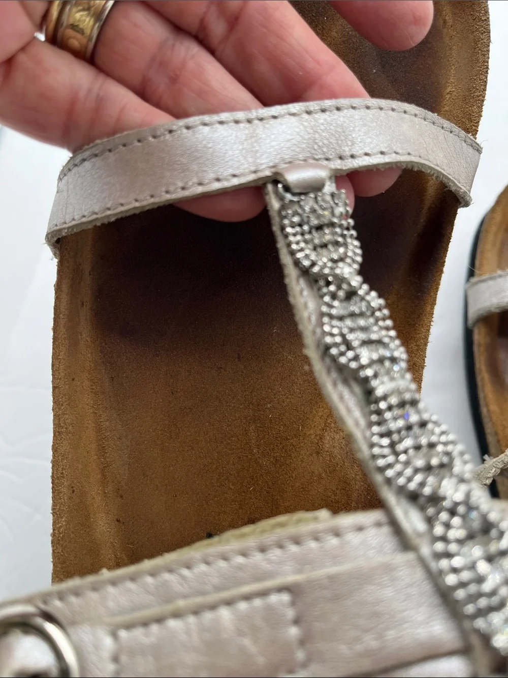 Naot Malibu Metallic Embellished T‑Strap Sandals Women’s 37/  6 Comfort Flaw